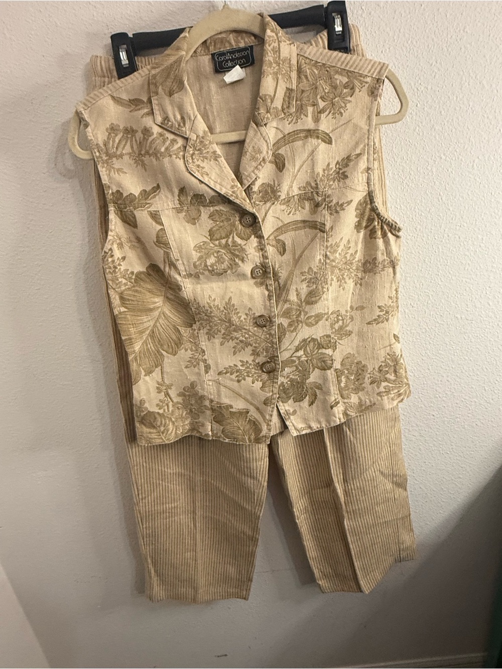 Vtg 90s Carol Anderson Linen Pants Vest Set M Cottagecore Coastal Grandma - Picture 5 of 11